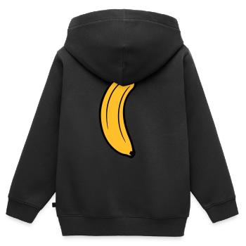 obst banane lecker gesund essen bananenschale krum - Kinder Premium Organic Zip Hoodie - Schwarz - Hinten - AI Model Kid Male (0cm)