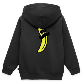 Sir Mustache Banana - Sweat Premium à capuche zippé enfant bio - noir - Dos - AI Model Kid Male (0cm)