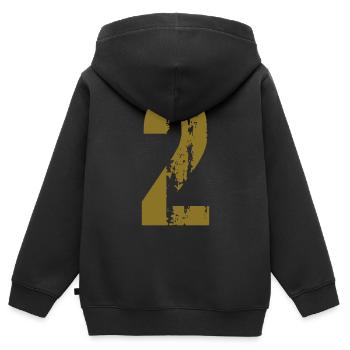 2 - Nummer - Kinder Premium Organic Zip Hoodie - Schwarz - Hinten - AI Model Kid Male (0cm)