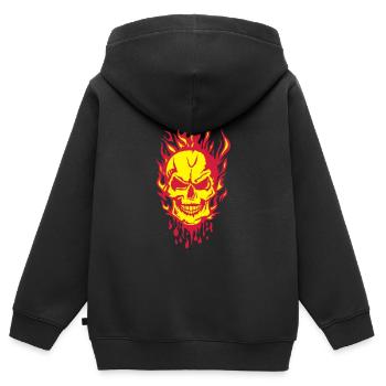 skull blood drop flame fire - Kids Premium Organic Zip-up Hoodie - black - Back - AI Model Kid Male (0cm)