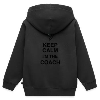 Coach / Coaching / Entraineur / Sport - Sweat Premium à capuche zippé enfant bio - noir - Dos - AI Model Kid Male (0cm)