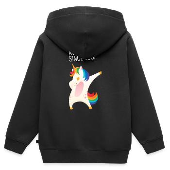 Awesome Since 2007 - Dabbing Unicorn - Kinder Premium Organic Zip Hoodie - Schwarz - Hinten - AI Model Kid Male (0cm)