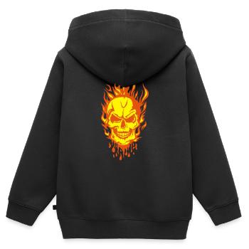 head of death blood drop flame fire skull - Kids Premium Organic Zip-up Hoodie - black - Back - AI Model Kid Male (0cm)