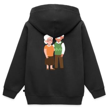 Älteres Ehepaar Oma und Opa - Kinder Premium Organic Zip Hoodie - Schwarz - Hinten - AI Model Kid Male (0cm)