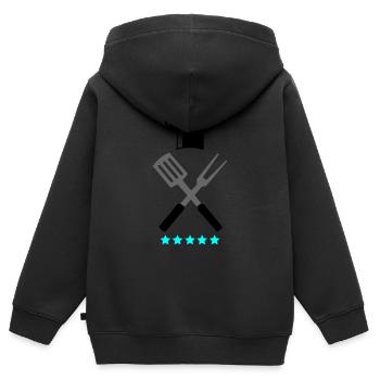 cuisine couverts 5 étoiles - Sweat Premium à capuche zippé enfant bio - noir - Dos - AI Model Kid Male (0cm)