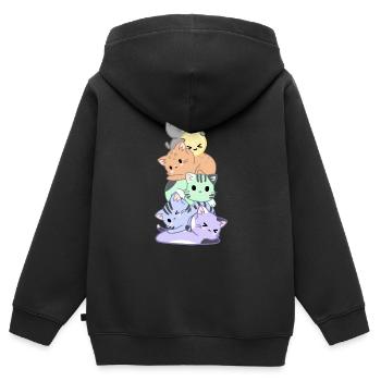 Regenbogen Katzen Haufen - Kinder Premium Organic Zip Hoodie - Schwarz - Hinten - AI Model Kid Male (0cm)