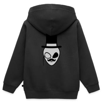 Face Sir Alien Gentlemen - Sweat Premium à capuche zippé enfant bio - noir - Dos - AI Model Kid Male (0cm)