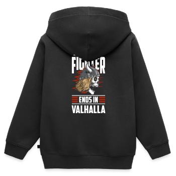 Wikinger Nordisch Mythologie - Kinder Premium Organic Zip Hoodie - Schwarz - Hinten - AI Model Kid Male (0cm)
