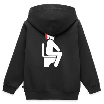 WC - Kinder Premium Organic Zip Hoodie - Schwarz - Hinten - AI Model Kid Male (0cm)