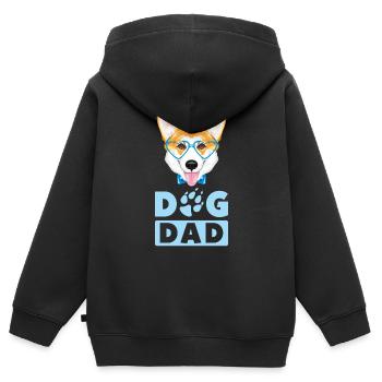 Walisischer Corgi Hund Vater - Kinder Premium Organic Zip Hoodie - Schwarz - Hinten - AI Model Kid Male (0cm)