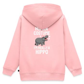 Hippo Costume Party Africa Animal Gift Cheval - Sweat Premium à capuche zippé enfant bio - rose - Dos - AI Model Kid Female (0cm)