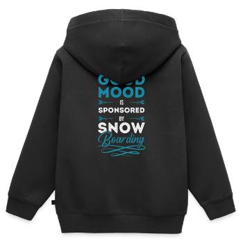 Snowboard Hobby Vacances d’hiver - Sweat Premium à capuche zippé enfant bio - noir - Dos - AI Model Kid Male (0cm)