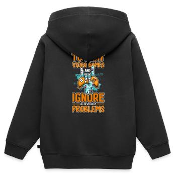 Nerd Online Computerspiel Geek - Kinder Premium Organic Zip Hoodie - Schwarz - Hinten - AI Model Kid Male (0cm)