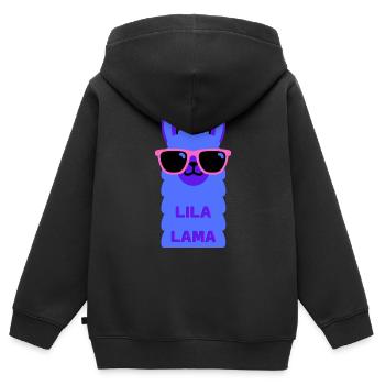 Lila Lama - Kinder Premium Organic Zip Hoodie - Schwarz - Hinten - AI Model Kid Male (0cm)