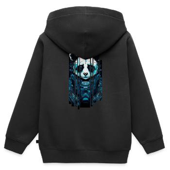 Cyber-Panda - Kinder Premium Organic Zip Hoodie - Schwarz - Hinten - AI Model Kid Male (0cm)