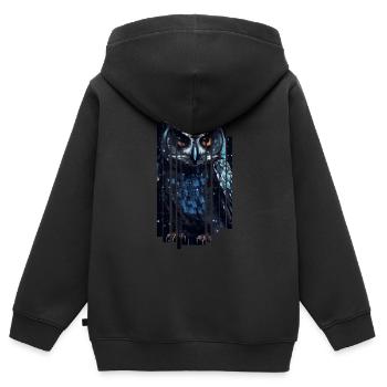 Süße Cyber-Eule - Kinder Premium Organic Zip Hoodie - Schwarz - Hinten - AI Model Kid Male (0cm)