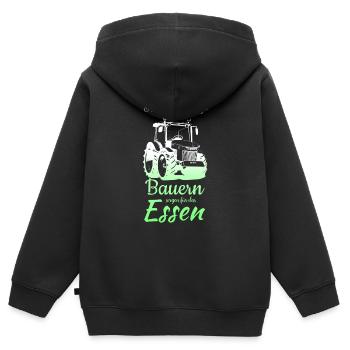Niemand soll es je vergessen Bauern.... - Kinder Premium Organic Zip Hoodie - Schwarz - Hinten - AI Model Kid Male (0cm)