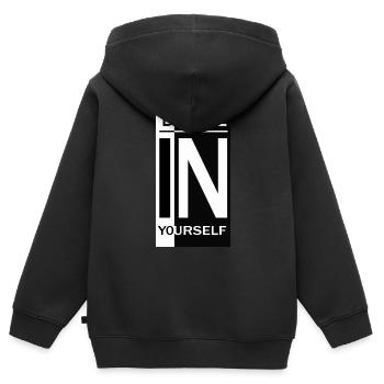 Glaube an dich - Kinder Premium Organic Zip Hoodie - Schwarz - Hinten - AI Model Kid Male (0cm)