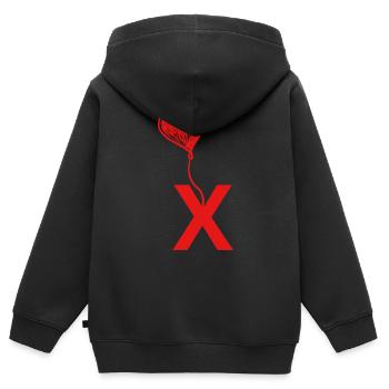 Buchstabe x Kern - Kinder Premium Organic Zip Hoodie - Schwarz - Hinten - AI Model Kid Male (0cm)