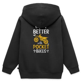 Pocketbike Zweirad Staub Geländebike - Kinder Premium Organic Zip Hoodie - Schwarz - Hinten - AI Model Kid Male (0cm)