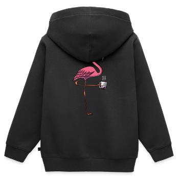 Flamingo Bird Coffee Lover - Sweat Premium à capuche zippé enfant bio - noir - Dos - AI Model Kid Male (0cm)