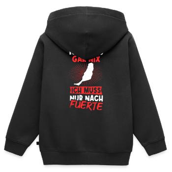 Ich Muss Gar Nix Ich Muss Nur Nach Fuerte Sonne Ur - Kinder Premium Organic Zip Hoodie - Schwarz - Hinten - AI Model Kid Male (0cm)