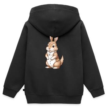Niedlicher Hase braun 13 - Kinder Premium Organic Zip Hoodie - Schwarz - Hinten - AI Model Kid Male (0cm)