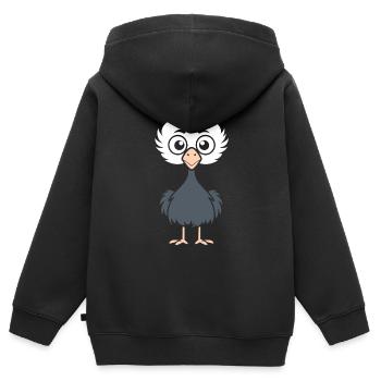 Strauß - Kinder Premium Organic Zip Hoodie - Schwarz - Hinten - AI Model Kid Male (0cm)