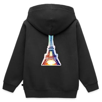 Eiffelturm #13 - Kinder Premium Organic Zip Hoodie - Schwarz - Hinten - AI Model Kid Male (0cm)