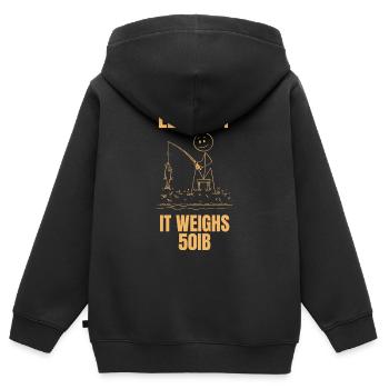 50 Pfund schwerer Fisch? - Stickman und die Geschichte des Fischers - Kinder Premium Organic Zip Hoodie - Schwarz - Hinten - AI Model Kid Male (0cm)