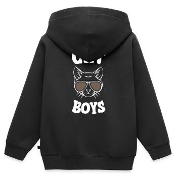 Chats garçons - Sweat Premium à capuche zippé enfant bio - noir - Dos - AI Model Kid Male (0cm)