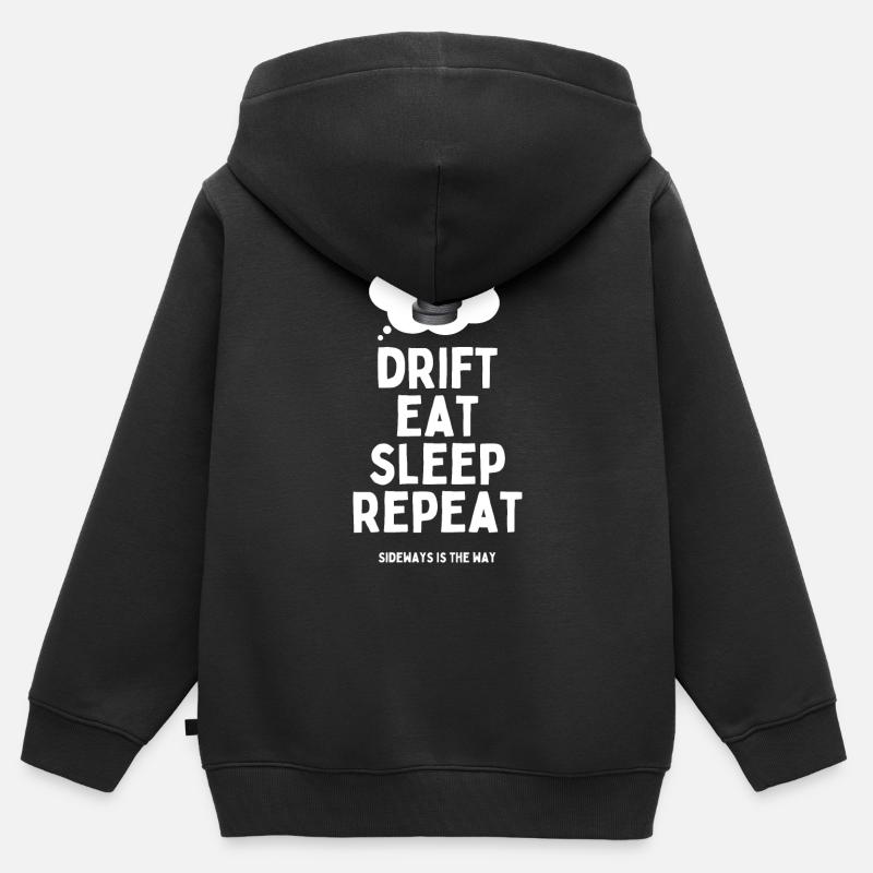 Dérive Manger Dormir Répéter - Sweat Premium à capuche zippé enfant bio - noir