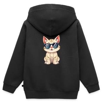 Cool Cat - Kinder Premium Organic Zip Hoodie - Schwarz - Hinten - AI Model Kid Male (0cm)