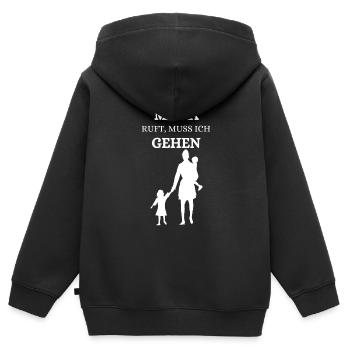 Wenn Mama ruft muss ich gehen Mama Mutter Kind - Kinder Premium Organic Zip Hoodie - Schwarz - Hinten - AI Model Kid Male (0cm)