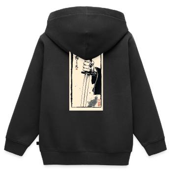 Ready - Kinder Premium Organic Zip Hoodie - Schwarz - Hinten - AI Model Kid Male (0cm)