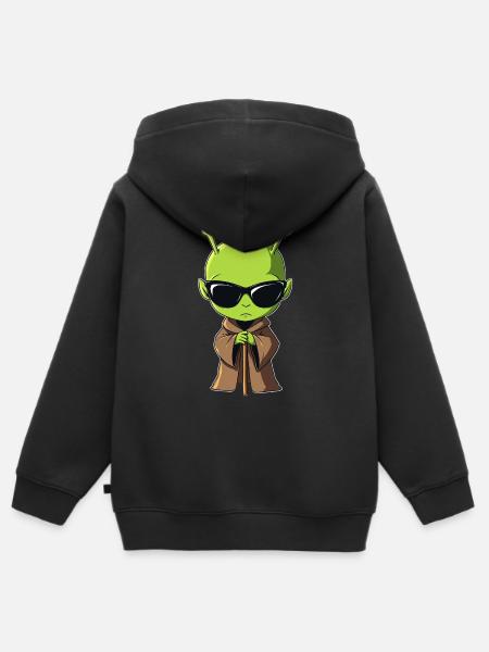 Alienmönch - Kinder Premium Organic Zip Hoodie - Schwarz