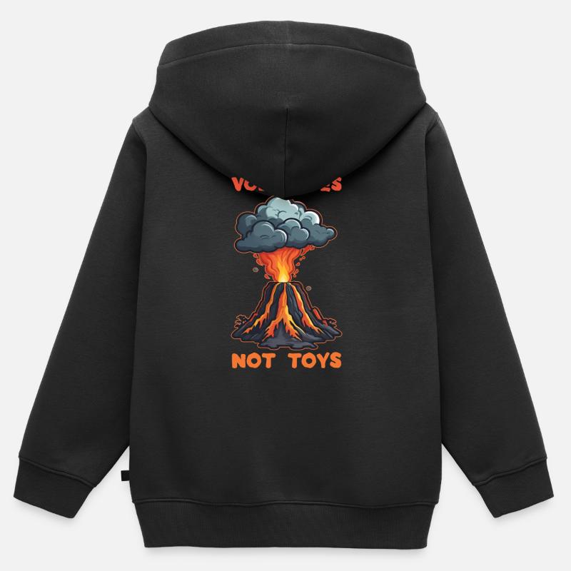 J’adore les volcans - Sweat Premium à capuche zippé enfant bio - noir
