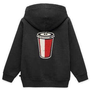Gobelet Coca avec paille - boisson glacée - Sweat Premium à capuche zippé enfant bio - noir - Dos - AI Model Kid Male (0cm)