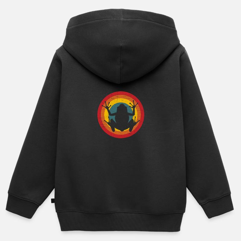 Grenouille - Sweat Premium à capuche zippé enfant bio - noir