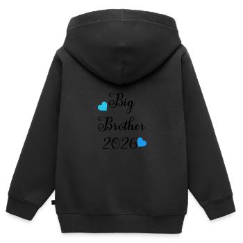 Grand frère 2026 avec des cœurs - Sweat Premium à capuche zippé enfant bio - noir - Dos - AI Model Kid Male (0cm)