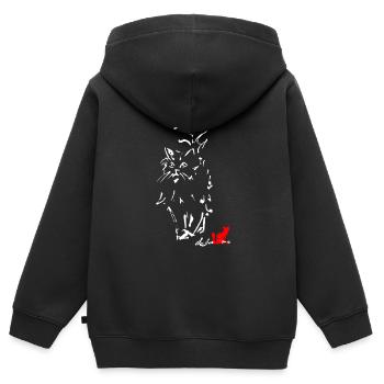 CAT CHEVEUX LONGS - Sweat Premium à capuche zippé enfant bio - noir - Dos - AI Model Kid Male (0cm)