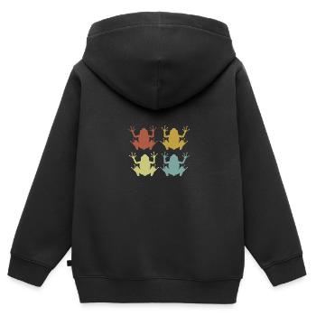 Grenouille - Sweat Premium à capuche zippé enfant bio - noir - Dos - AI Model Kid Male (0cm)