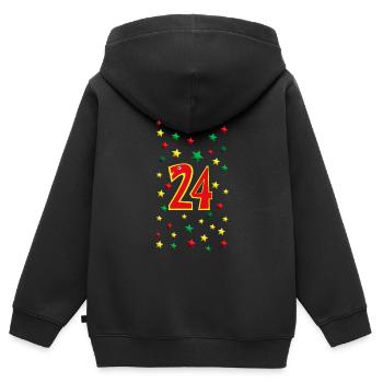 24.Geburtstag oder Weihnachten mit vielen Sternen. - Kinder Premium Organic Zip Hoodie - Schwarz - Hinten - AI Model Kid Male (0cm)