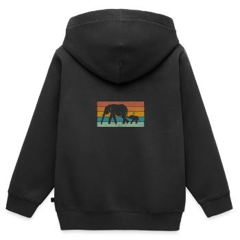Éléphant - Sweat Premium à capuche zippé enfant bio - noir - Dos - AI Model Kid Male (0cm)