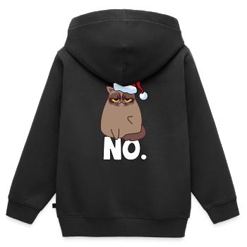 Pull grincheux chat - Sweat Premium à capuche zippé enfant bio - noir - Dos - AI Model Kid Male (0cm)