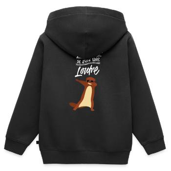 Je M'en Fous - Dabbing Loutre - Dab Dance - Sweat Premium à capuche zippé enfant bio - noir - Dos - AI Model Kid Male (0cm)