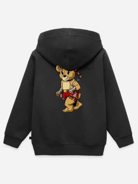 Muay Thai Maskottchen - Premium børne zip-hættetrøje økologisk - sort