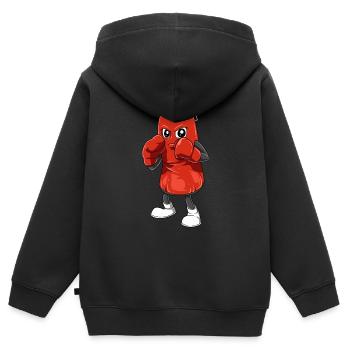Drôle de sac de boxe avec des gants de boxe - Sweat Premium à capuche zippé enfant bio - noir - Dos - AI Model Kid Male (0cm)