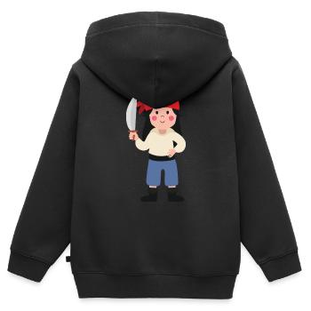 La femme du pirate - Sweat Premium à capuche zippé enfant bio - noir - Dos - AI Model Kid Male (0cm)
