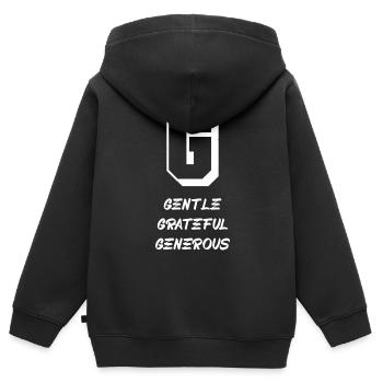 Letter & Characters (G) - Kids Premium Organic Zip-up Hoodie - black - Back - AI Model Kid Male (0cm)
